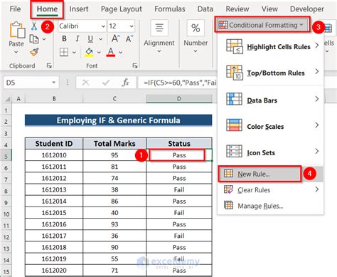 Excel Formula for Pass or Fail with Color (5 Suitable .
